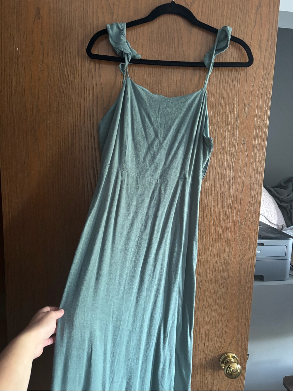 Sage Green Tie-Strap Midi Dress